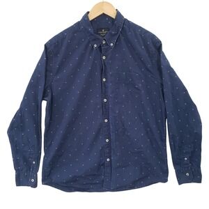 American Eagle Mens Navy Geometric Print Button Down Shirt Classic Fit XL Preppy